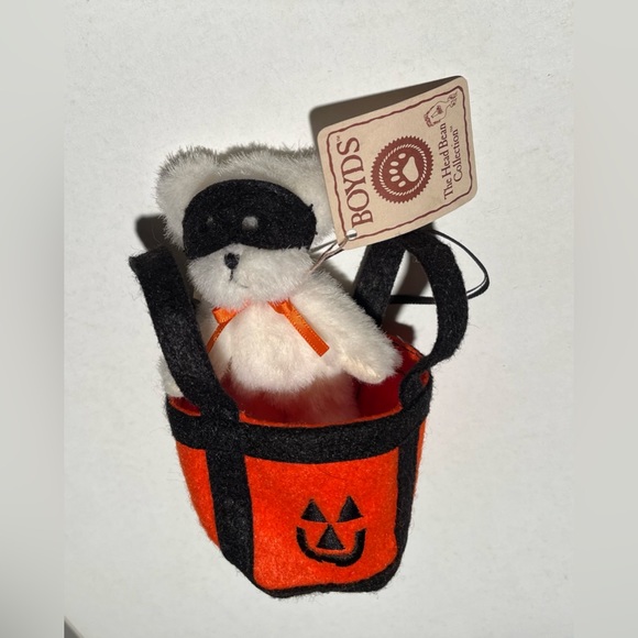 Boyd’s Bear- Head Collection, white bear, Jack o lantern bag, Halloween, NWT - Picture 2 of 7